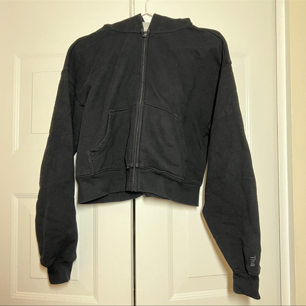 Aritzia/TNA Black Cozy Boyfriend Boxy Zip Hoodie - Small